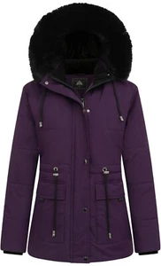 New Small MOERDENG Women's Warm Winter Puffer Coat Lined Down Jacket Faux Fur - Picture 1 of 24