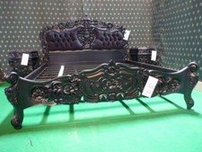  Matt Black UK King size 5' Gothic style upholstered Rococo Bedframe 
