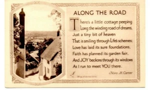 Postkarte Gruß Freundschaft Gedicht entlang der Straße Nora M Carter Cottage X5 - Bild 1 von 2