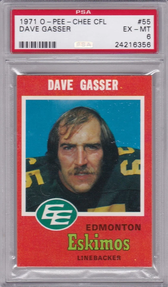 1971 O-PEE-CHEE CFL #55 DAVE GASSER PSA 6 EX/MT Edmonton ESKIMOS OPC - TOUGH! - Image 1 of 1