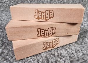 Jenga Wooden Blocks x 3 Hasbro Parker 24mm x 75mm x 15mm Spare Replacement 
