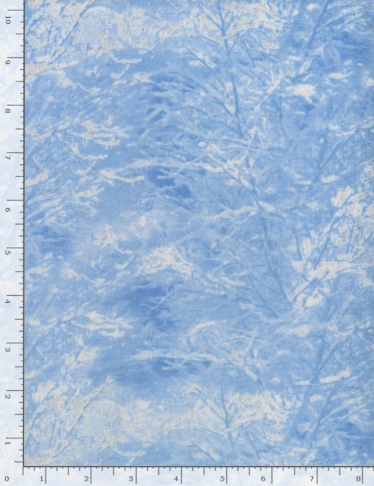 Christmas Fabric - Winter Metallic Blue Snowy Branch - Timeless Treasures 19" - Image 1 of 1