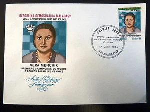 Madagascar 718 Premier Day FDC Fide, Chess, Menchik 30F 1984 - Picture 1 of 1