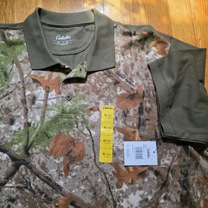 Polo mimetica manica corta Cabela's Real Tree XL mimetica uomo caccia nuova con etichetta - Foto 1 di 8