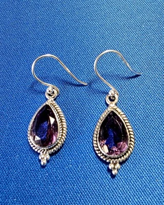 CATÁLOGO SUNDANCE Pendientes Amatista Plata Esterlina - NUEVO  Foto 1 de 3