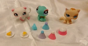 Littlest Pet Shop Figur Frettchen #520 Katze #521 Schildkröte #522 Geburtstag Zubehör - Bild 1 von 8