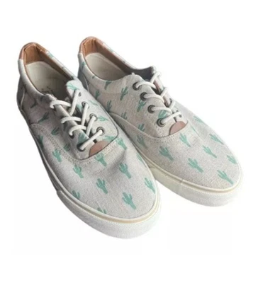 Zapatos de barco de lona de tela beige con estampado de cactus GH Bass para mujer talla 7 M Foto 1 de 4