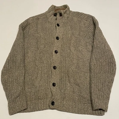 Cárdigan Ted Baker Para Hombres L Beige Tejido con Cable Mezcla de Lana Botón Forrado Frontal Cálido Foto 1 de 4