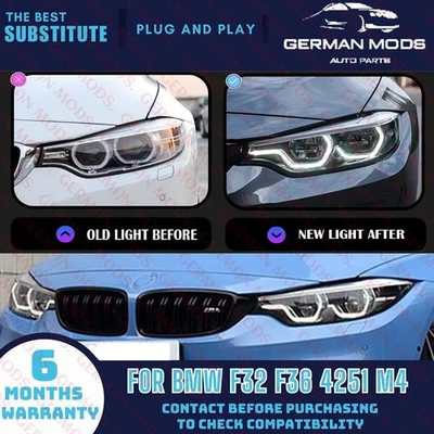2015 BMW 4 SERIES F32 LCI HEADLIGHTS UPGRADE XENON TO IKON STYLE LED PLUG & PLAY - Image 1 of 4