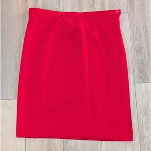 Vintage Escada Margaretha Ley Germany Wool Knee Length Pencil Skirt Red 44 US 12 - Picture 1 of 3