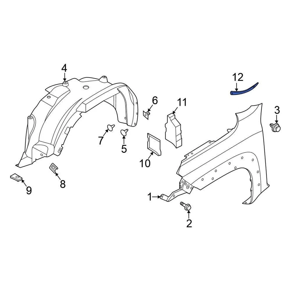 For Nissan Frontier 2022-2026 Nissan 668959BU0A Front Left Fender Filler Panel Foto 1 de 1