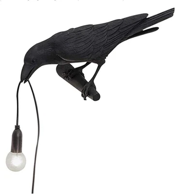 Crow Table Lamps Bird Desk Lamp Bedroom Wall Sconce Lamp Light Resin Decoration - Image 1 of 4