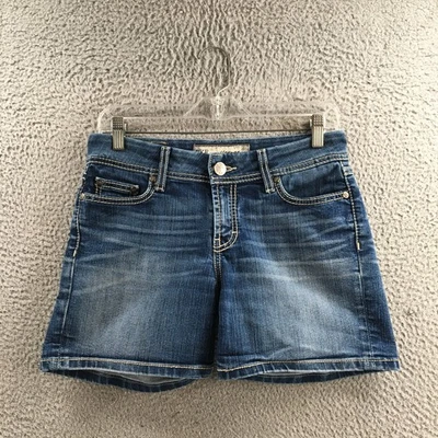 Bermudas cortas BKE Harper para mujer 27 azul denim mezcla de algodón tiro medio 5 bolsillos Foto 1 de 4
