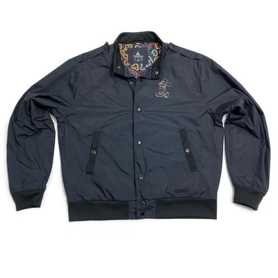 Chaqueta de bombardero negra bordada con estampado completo Mickey Snap de los parques de Disney para hombre S Foto 1 de 4