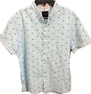 Palm Trees All over Print Baby Blue Shirt Mens XL Resort wear Beach Preppy Party - Picture 1 of 8
