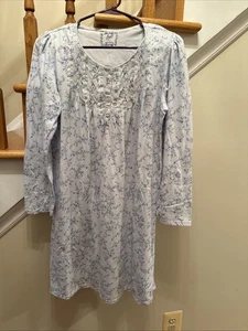 ARIA COLLECTION Size S Blue / White Lace Floral Pattern Nightgown Vintage - Picture 1 of 7