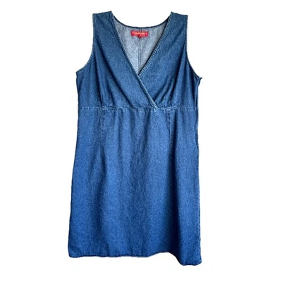 Vintage Casablanca Size 1X Denim Sleeveless V-neck Dress - Image 1 of 4