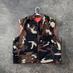 Vintage Cabela's Vest Mens XL Brown Camouflage Whitetail Full Zip Fleece Hunting - Picture 1 of 8