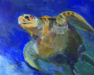 Sea Turtle High Resolution Print Original Fine Art Watercolor by Ron Krajewski - Picture 1 of 8