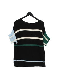 Paul Smith Women's Jumper L Black Striped Wool with Cotton Crew Neck Pullover - Picture 1 of 8