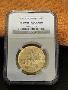 1992-S Columbus 50C Proof Half Dollar + NGC + PF 69 Ultra Cameo - Picture 1 of 2