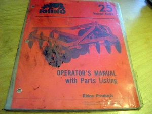 Servis Rhino 25 Mounted Harrow Operator's Parts Manual Catalog Book - Picture 1 of 1