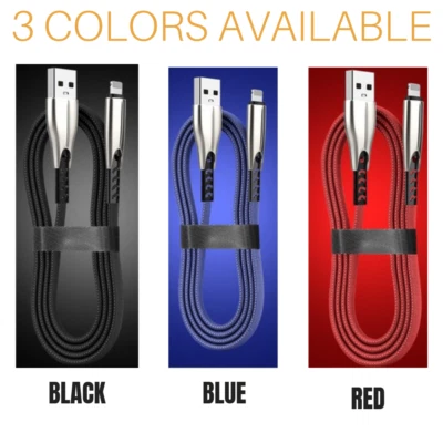 3 Pack USB Cable Heavy Duty iPhone SE 12 11 X 8 7 6 5 S Plus Charger Charging - Image 1 of 4