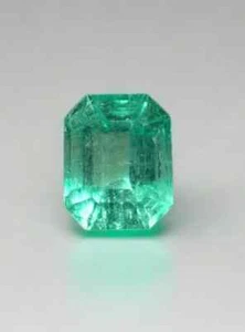 1.91 Carat 8x6 Bluish Green Natural Loose Colombian Emerald-Emerald Cut - Picture 1 of 10