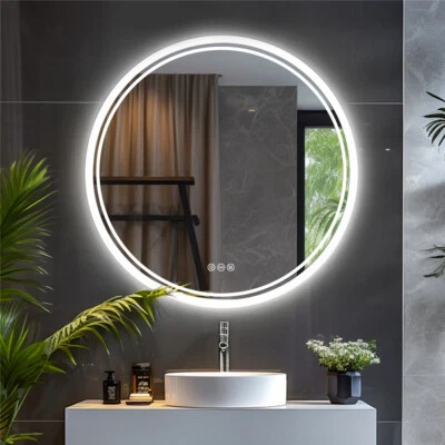 600/800mm Round LED Backlit Bathroom Mirror HD Imaging Anti-fog Dimmable Mirrors - image 1 of 4