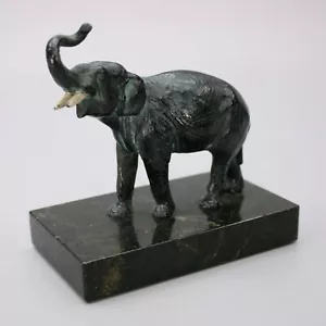 Vintage Elefant Briefbeschwerer Marmorsockel Gusseisen Schreibtisch Figur Statue Dekor - Bild 1 von 8