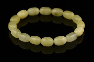 White Butter Olive Beads Genuine Baltic Amber Stretch Bracelet 5.1g b150709-11 - Picture 1 of 2