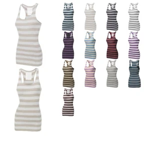 FashionOutfit Women's Ribbed Racer-Back Wide Stripe Tank Top (ONLY $4.99!) - Picture 1 of 20