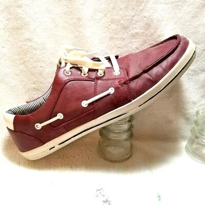Oxfords Aldo masculinos barco tamanho 13 couro vermelho com cadarço conforto UE 46 - Imagem 1 de 4