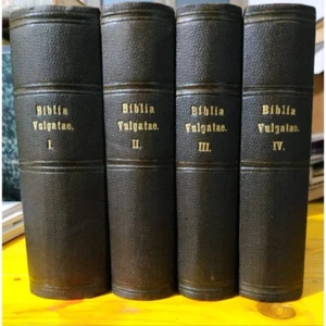 BIBLIA SACRA VULGATAE EDITIONIS. Valentin Loch, 4 volumi, Manz, Ratisbona 1863 - Picture 1 of 19