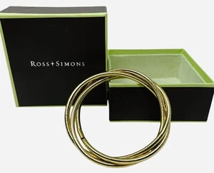 Ross Simons 14K/Silicone Interlocking 3 Bangle Slip On Bracelet - Picture 1 of 7