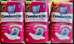 Wholesale Priced 3 Pack OUT PetCare Comfort Disposable Female Dog Diapers XS/S - Picture 1 of 4