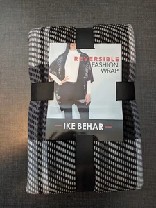 NWT Ike Behar Ladies' Reversible Wrap with High Pile Fleece Black Gray - Picture 1 of 6