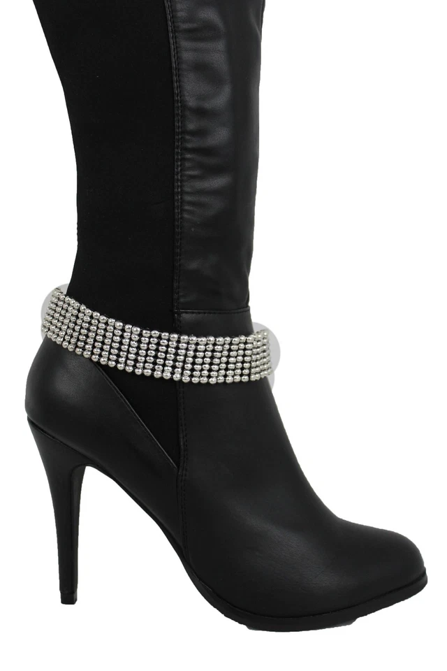 New Women Silver Boot Anklet Chain Metal Western Shoe Ethnic Balls Charms Strap - Imagem 1 de 1