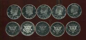 FIVE (5) ASSORTED CUNI-CLAD PROOF KENNEDY HALF DOLLARS (D93) 5 GEM BU No Dups - Imagen 1 de 3