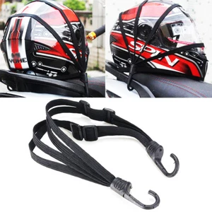 Motorcycles Helmet Elastic Rope Retractable Strength Luggage Strap W/2 Hooks - Picture 1 of 8