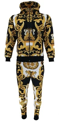 Men's TiM Baroque Print Tracksuit: Urban Hip Hop Hoodie & Joggers Set, S-5XL - Image 1 of 2