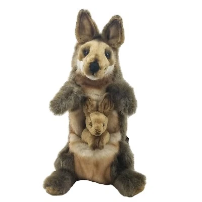 Muñeca marioneta de mano de cuerpo completo canguro Hansa juguete de aprendizaje de animales de peluche de aspecto real Foto 1 de 4