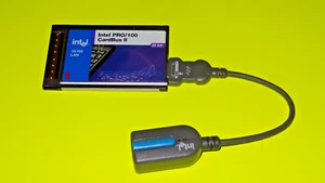 Intel PRO/100 CardBus II 10/100 Fast Ethernet PCMCIA LAN PC Card + Dongle Cable - Picture 1 of 3