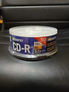 Memorex CD-R 52x Multi Speed 700MB 80 Min Recordable 30 Pack Blank Discs New - Picture 1 of 6