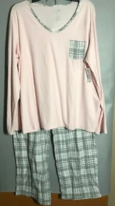 Nuevo con etiquetas Croft & Barrow Mujer 2 Piezas Pijama Pantalones Largos, Top Manga Larga XL - Imagen 1 de 2
