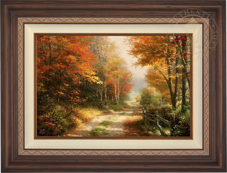 Thomas Kinkade Studios A Walk Down Autumn Lane 18 x 27 LE Lienzo G/P Enmarcado Foto 1 de 1