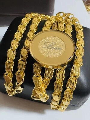 New Au750 18K Gold Chain 5mm Love Green/Gold Necklace 17.43g 17.5/18 inch 45cm - Image 1 of 4