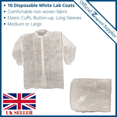 Zeguard Disposable Lab Coats | Medium Large Extra Large | Fabric 10 Pieces