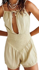 NEW JEN'S PIRATE BOOTY FREE PEOPLE GREEN LOVE STREET ROMPER ONE PIECE SHORTS XS - Picture 1 of 3