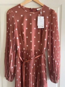 RRP $675.00 BNWT ZIMMERMANN SUNRAY PLEATED POLKADOT MIDI DRESS SIZE 2 AUD 12 US8 - Picture 1 of 13